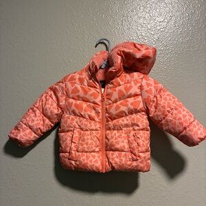 Swiss Tech Baby Toddler Puffer Jacket Sz 18 M Peach Heart Ski Snow Winter Coat